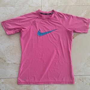 Nike Pink T-Shirt with Blue Swoosh